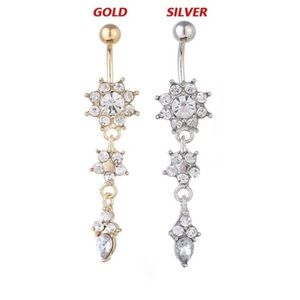 Flower dangle belly ring